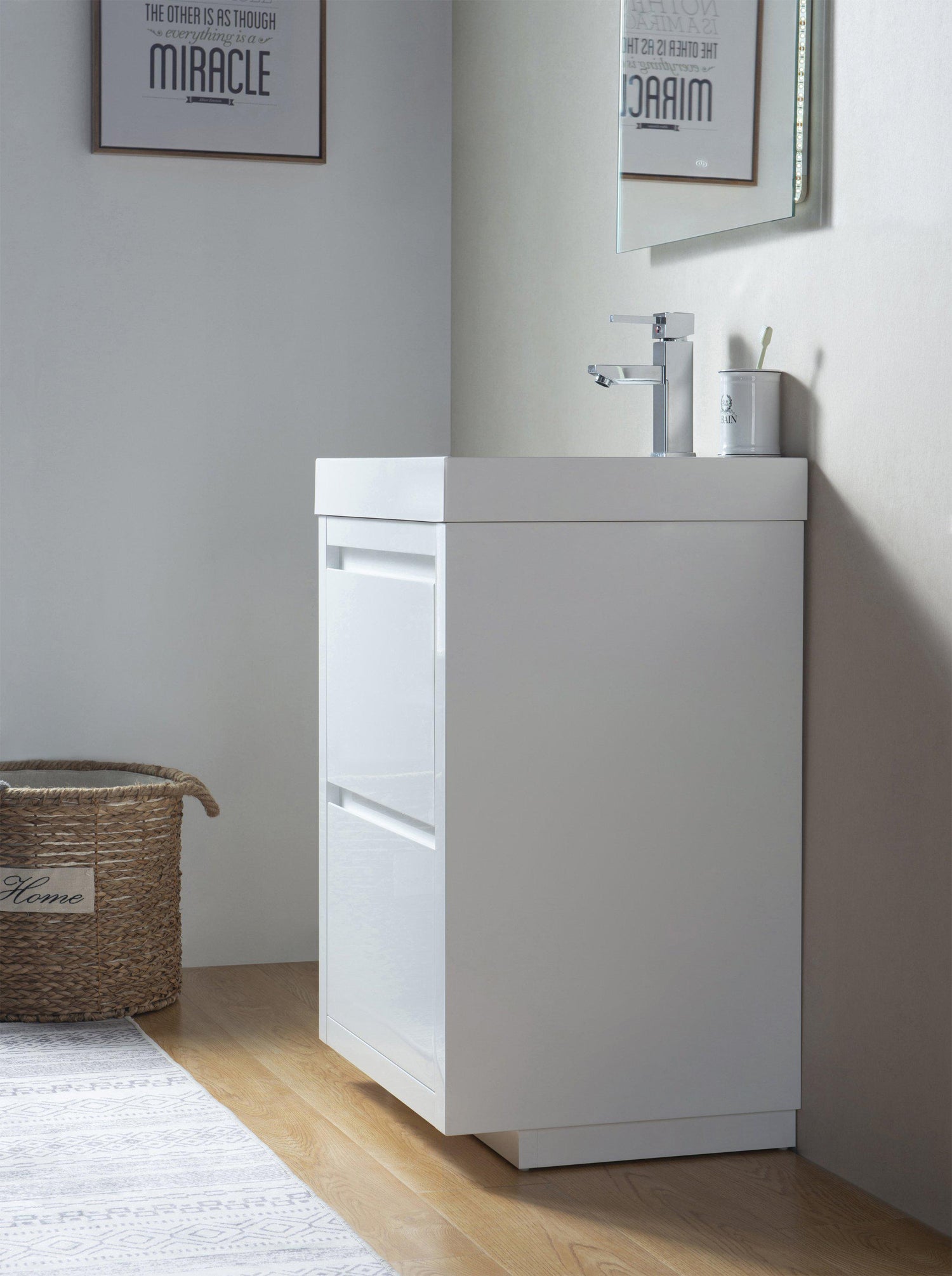 Vanity Art Single-Sink Bathroom Vanity With Resin Top, 24"