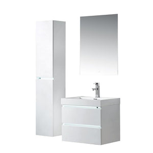Vanity Art LED Lighted Wall-Hung Single-Sink Vanity With Resin Top, 24"