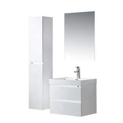 Vanity Art LED Lighted Wall-Hung Single-Sink Vanity With Resin Top, 24"