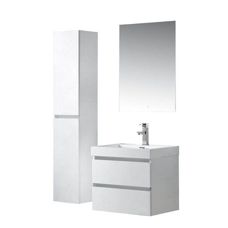 Vanity Art Wall-Hung Single-Sink Bathroom Vanity With Resin Top, 24"