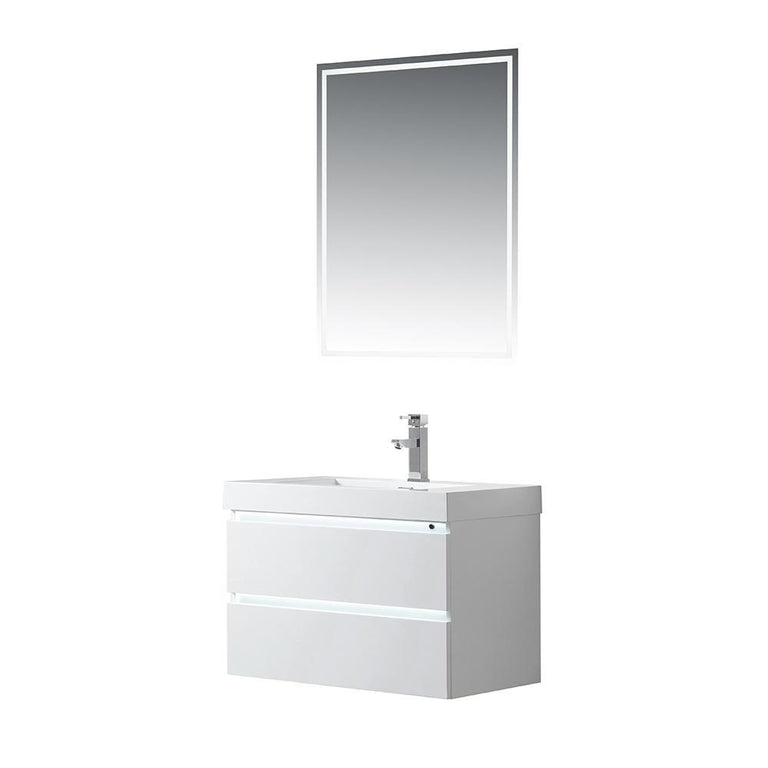 Vanity Art LED Lighted Wall-Hung Single-Sink Vanity With Resin Top, 30"