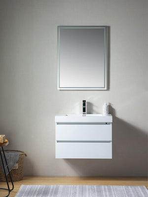 Vanity Art Wall-Hung Single-Sink Bathroom Vanity With Resin Top, 30"