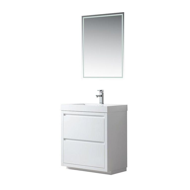 Vanity Art Single-Sink Bathroom Vanity With Resin Top, 30"