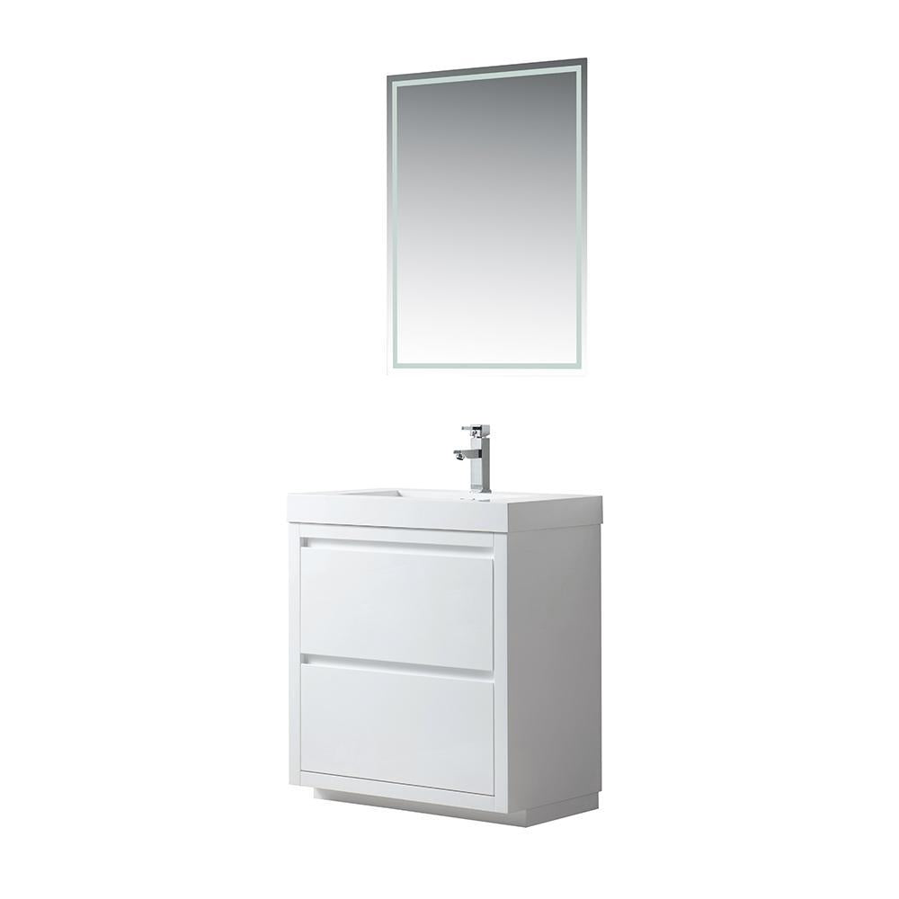 Vanity Art Single-Sink Bathroom Vanity With Resin Top, 30"