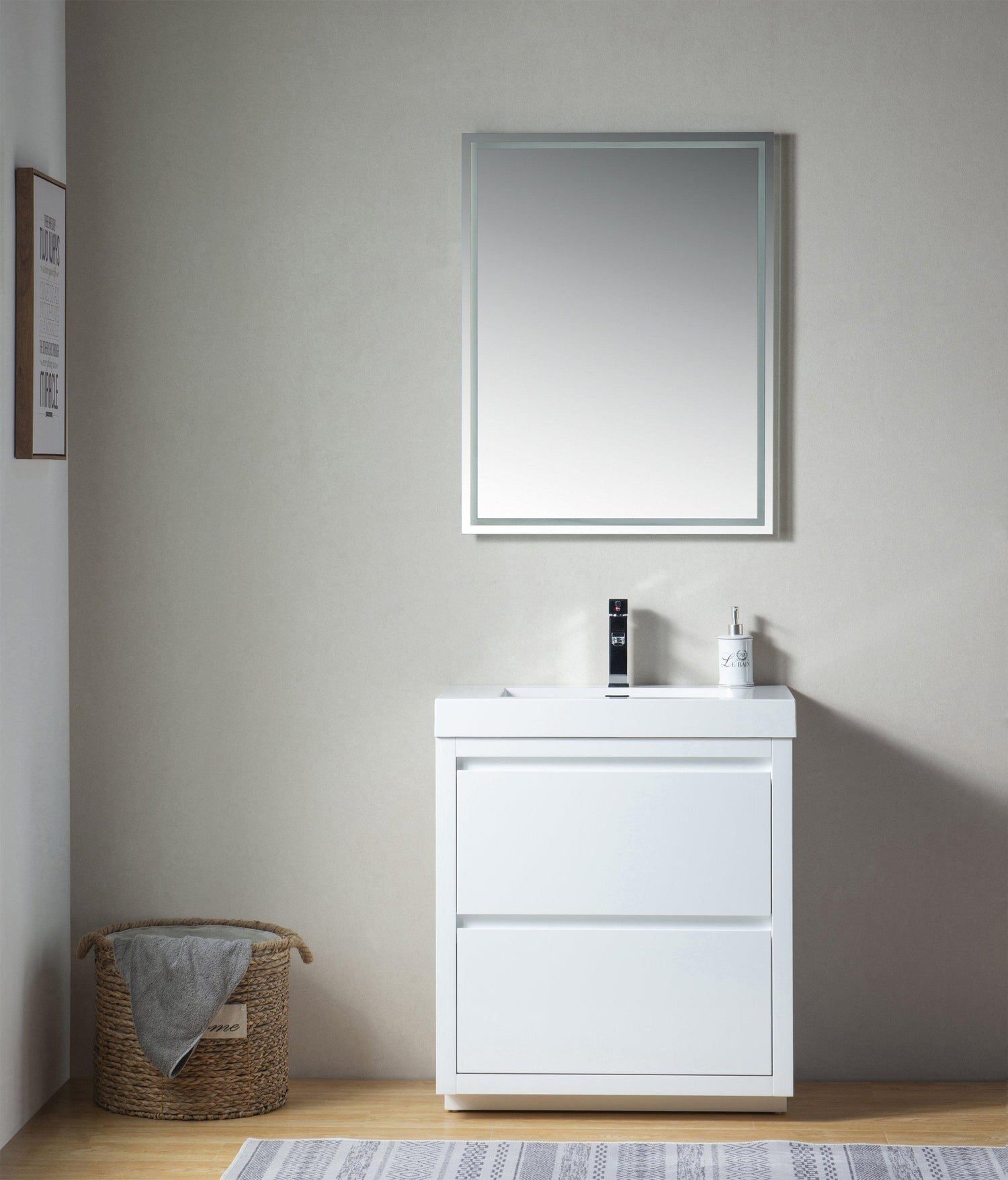 Vanity Art Single-Sink Bathroom Vanity With Resin Top, 30"