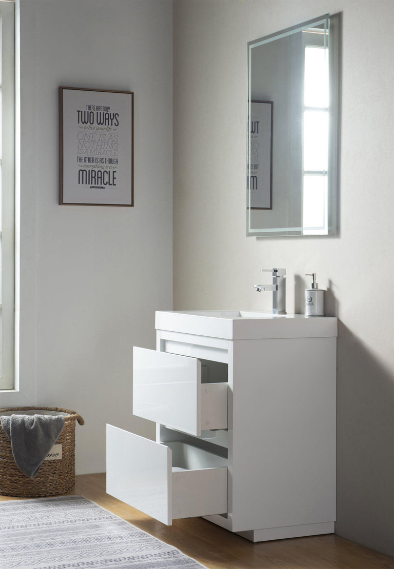 Vanity Art Single-Sink Bathroom Vanity With Resin Top, 30"