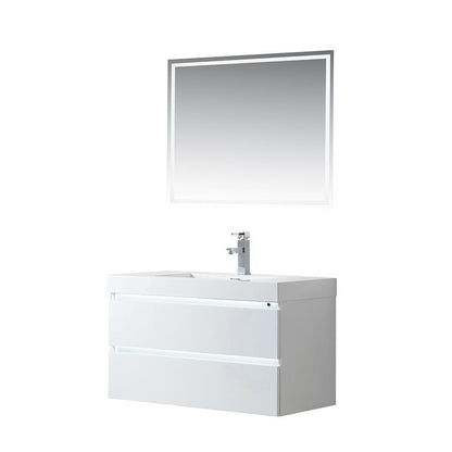Vanity Art LED Lighted Wall-Hung Single-Sink Vanity With Resin Top, 36"