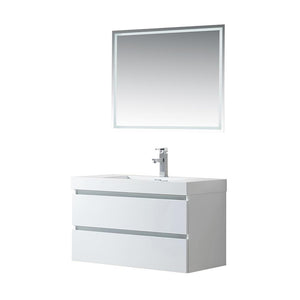 Vanity Art Wall-Hung Single-Sink Bathroom Vanity With Resin Top, 36"