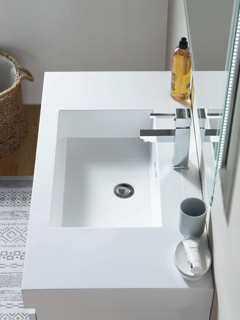 Vanity Art Wall-Hung Single-Sink Bathroom Vanity With Resin Top, 36"