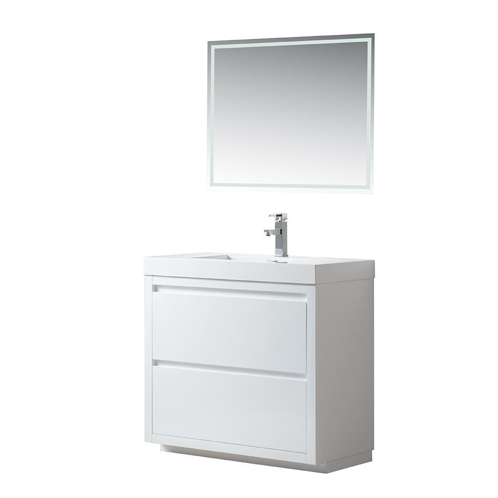 Vanity Art Single-Sink Bathroom Vanity With Resin Top, 36"