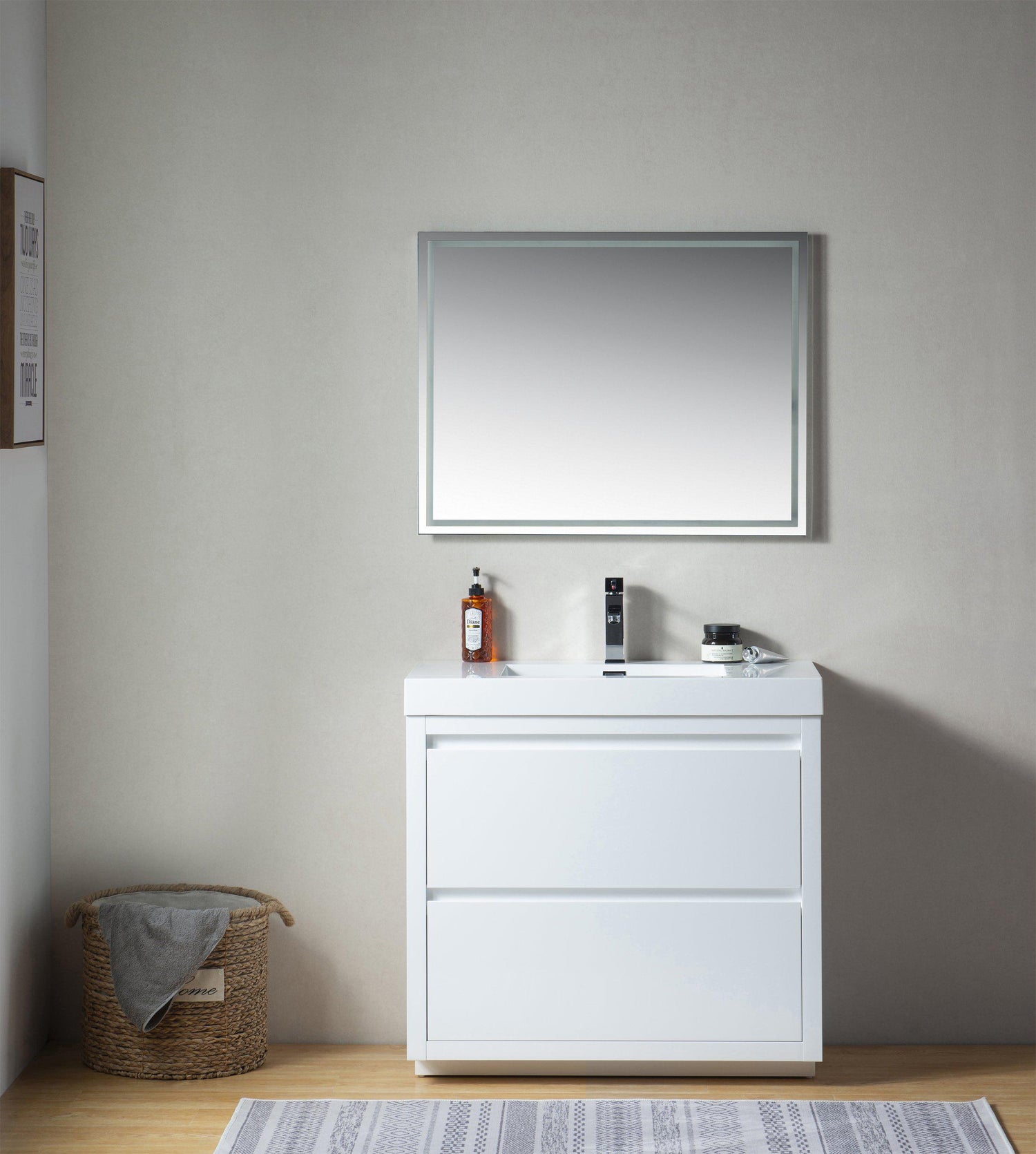 Vanity Art Single-Sink Bathroom Vanity With Resin Top, 36"
