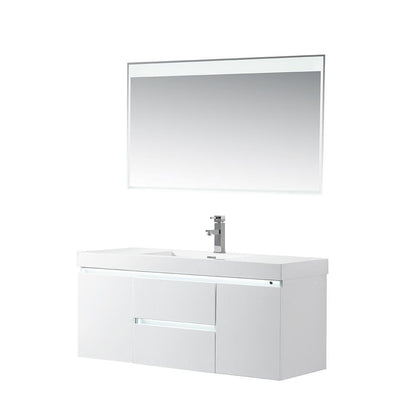 Vanity Art LED Lighted Wall-Hung Single-Sink Vanity With Resin Top, 48"