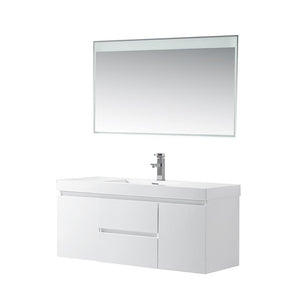 Vanity Art Wall-Hung Single-Sink Bathroom Vanity With Resin Top, 48"