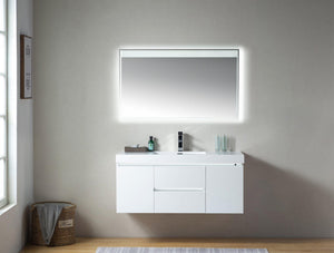 Vanity Art LED Lighted Wall-Hung Single-Sink Vanity With Resin Top, 48"