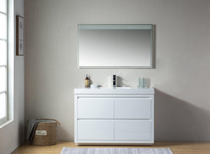 Vanity Art Annecy 48 in. Bathroom Vanity in White with Single Basin Top in White Resin, VA6048WF
