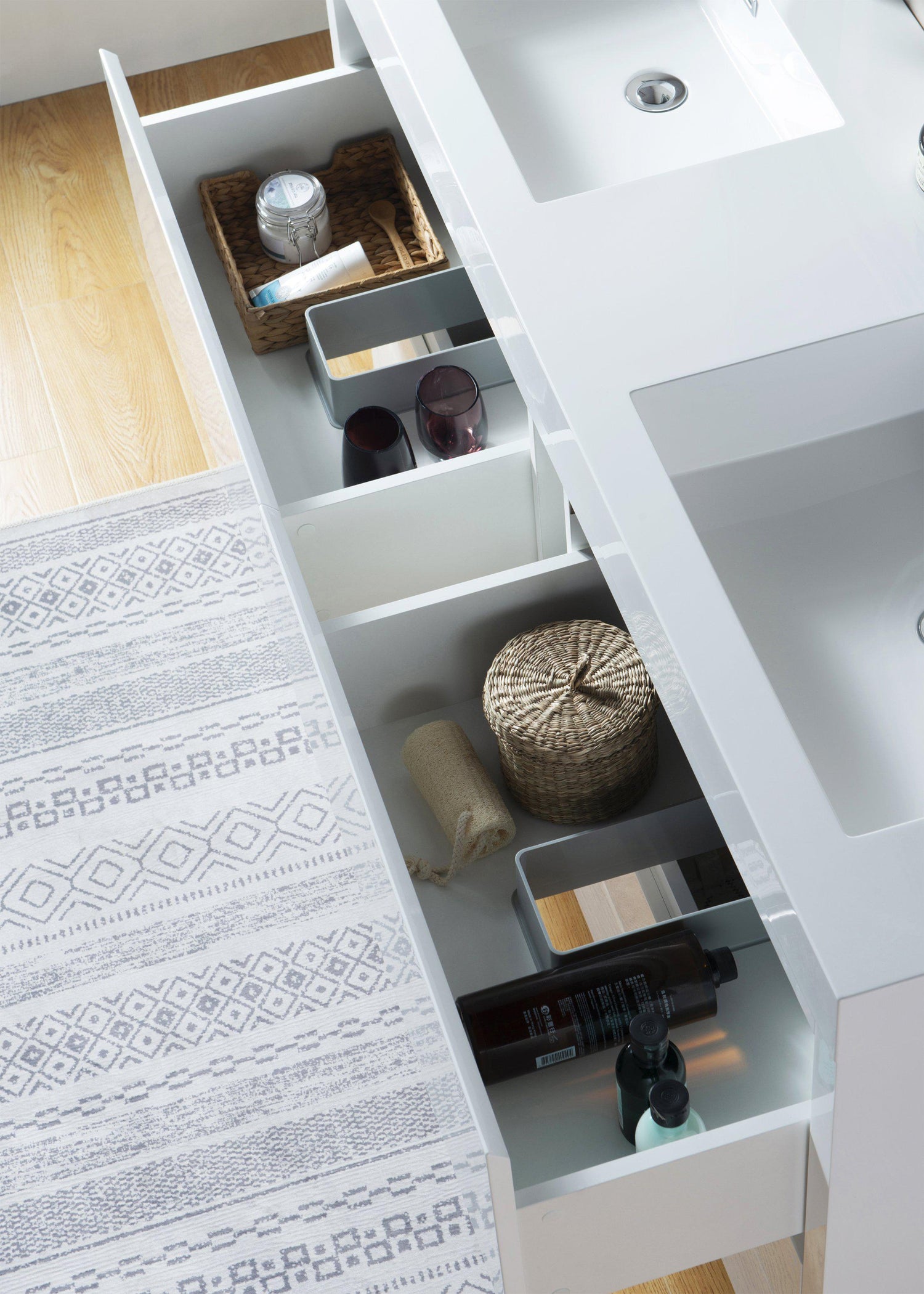 Vanity Art White Resin 60-inch Double Sink Bathroom Vanity