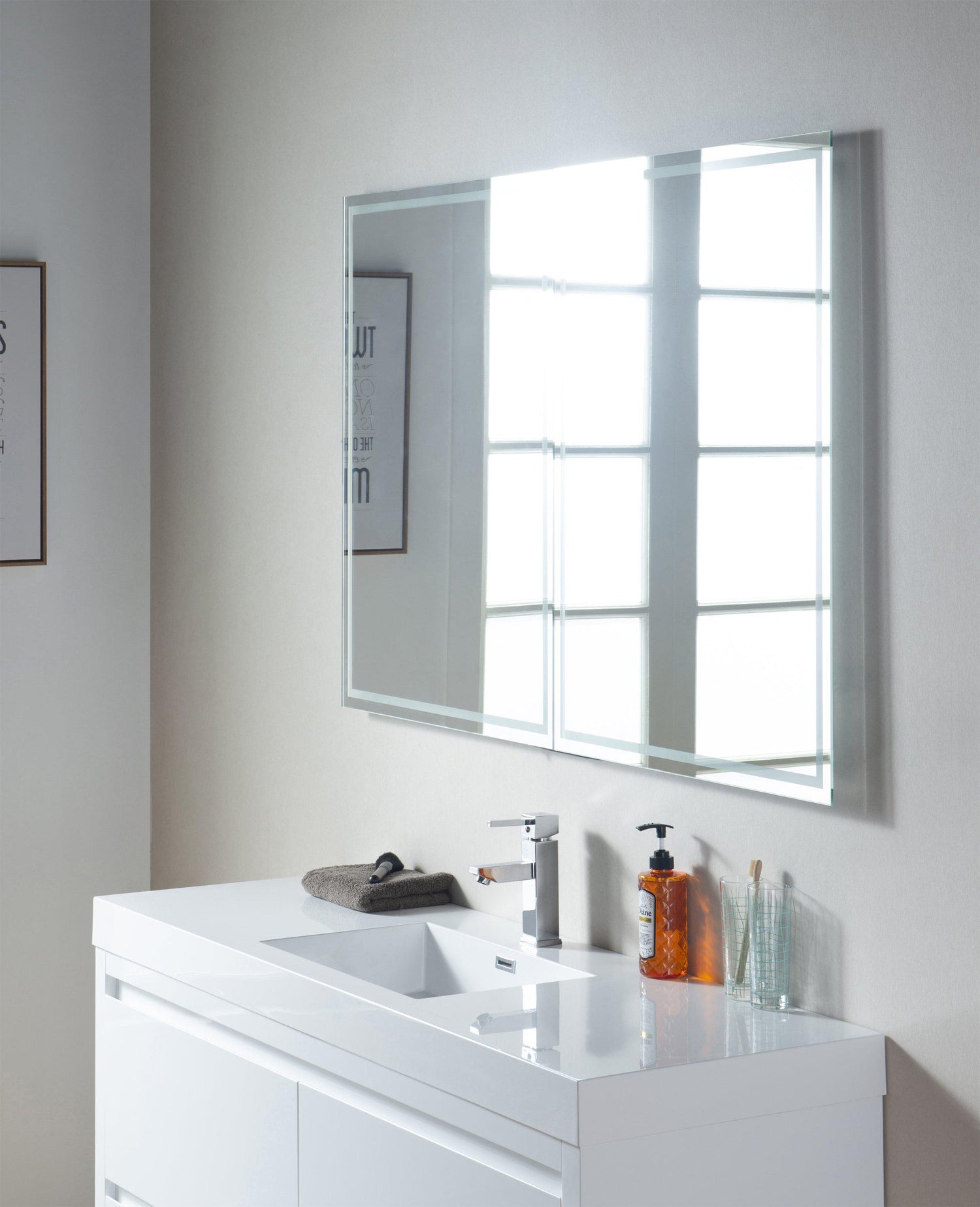 Annecy 60 in. W x 18.5 in. D x 32 in. H Bathroom Vanity in White with Single Basin Top in White Resin