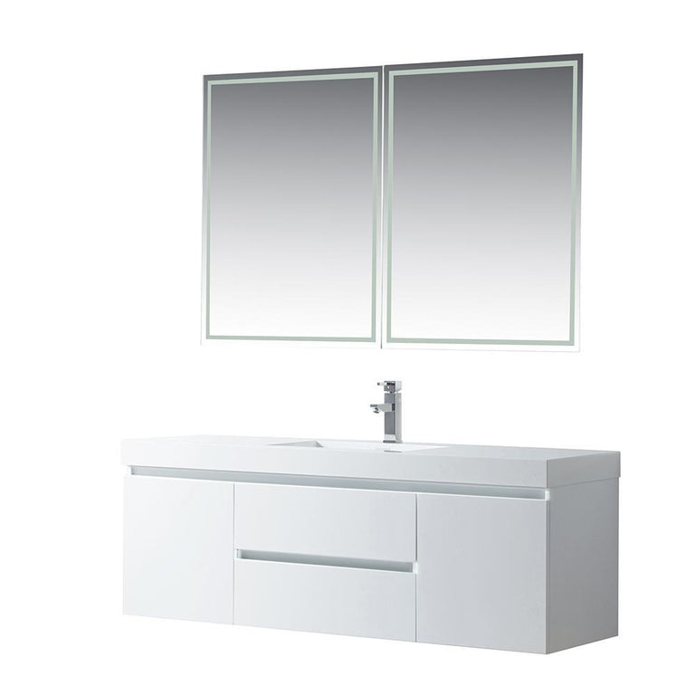 Vanity Art Wall-Hung Single-Sink Bathroom Vanity With Resin Top, 60"