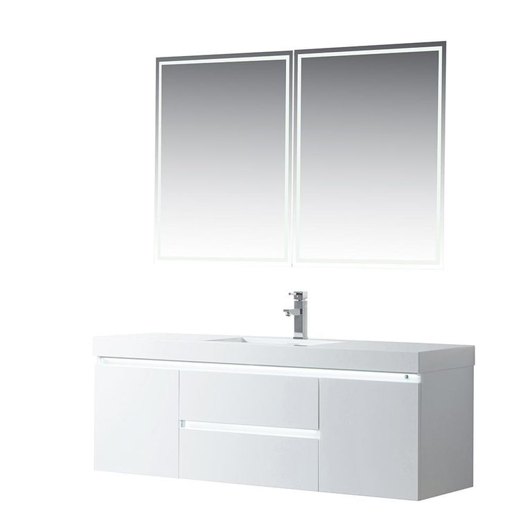 Vanity Art LED Lighted Wall-Hung Single-Sink Vanity With Resin Top, 60"