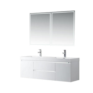 Vanity Art LED Lighted Wall-Hung Double-Sink Vanity With Resin Top, 60"