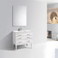 KubeBath Eiffel 36'' High Gloss White Vanity W/ White Counter Top, E36-GW