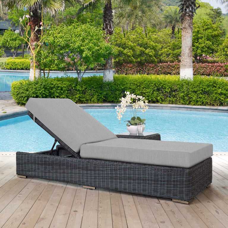 Summon Outdoor Patio Sunbrella® Chaise Lounge in Canvas Gray, EEI-1876-GRY-GRY