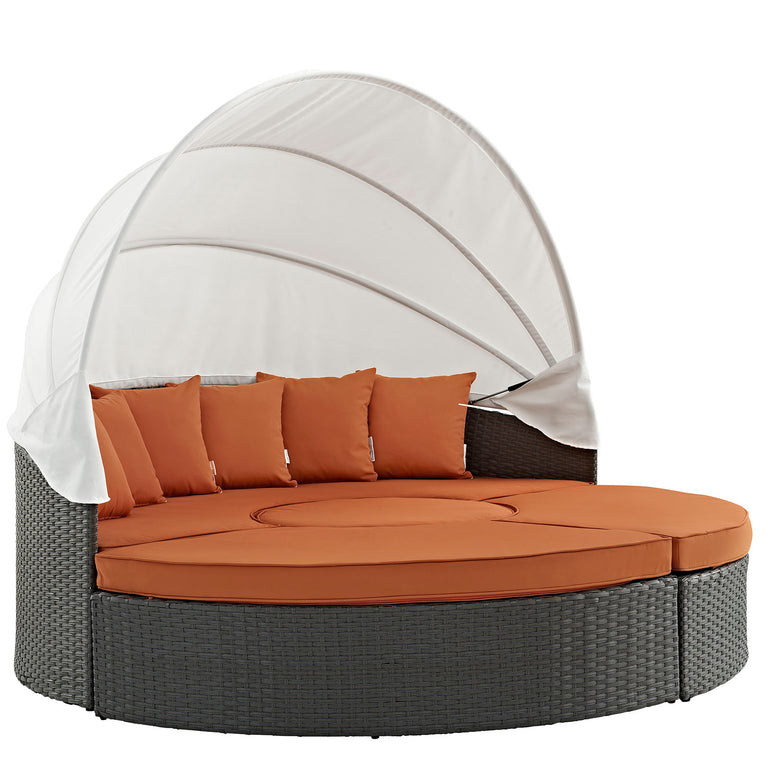 Sojourn Outdoor Patio Sunbrella® Daybed in Canvas Tuscan, EEI-1986-CHC-TUS-SET