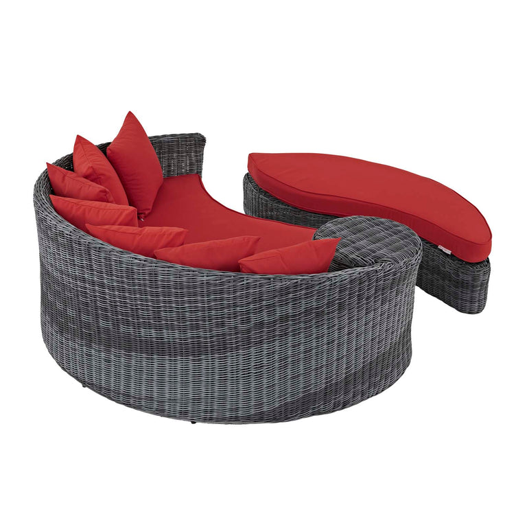 Summon Outdoor Patio Sunbrella® Daybed in Canvas Red, EEI-1993-GRY-RED