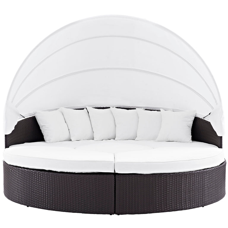 Convene Canopy Outdoor Patio Daybed in Espresso White, EEI-2173-EXP-WHI-SET