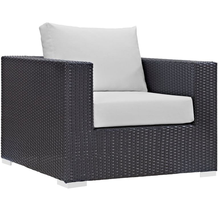 Convene 3 Piece Outdoor Patio Sofa Set in Espresso White, EEI-2174-EXP-WHI-SET