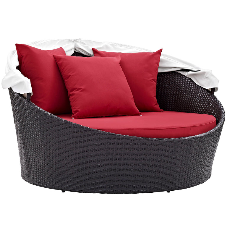 Convene Canopy Outdoor Patio Daybed in Espresso Red, EEI-2175-EXP-RED