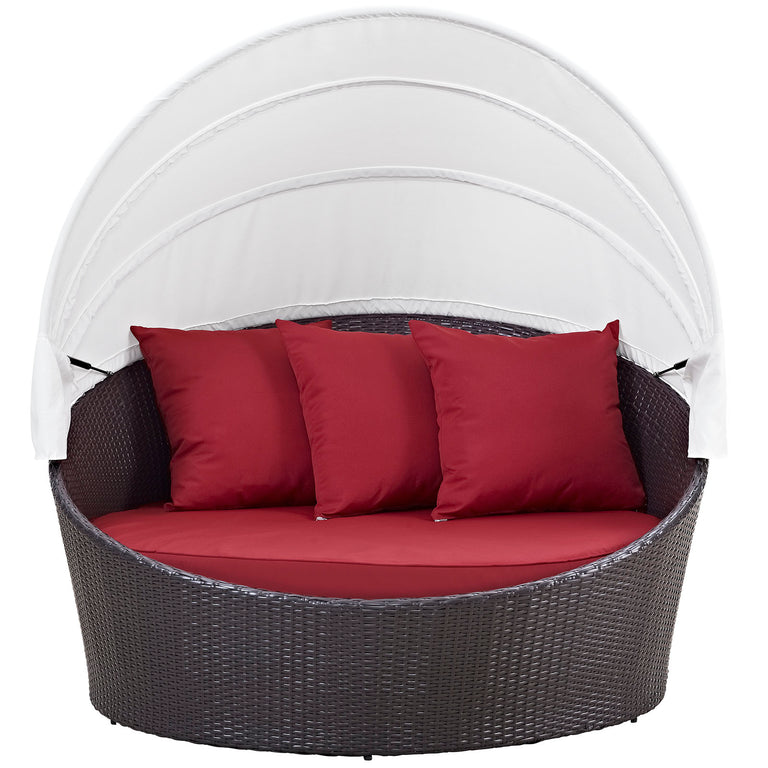 Convene Canopy Outdoor Patio Daybed in Espresso Red, EEI-2175-EXP-RED