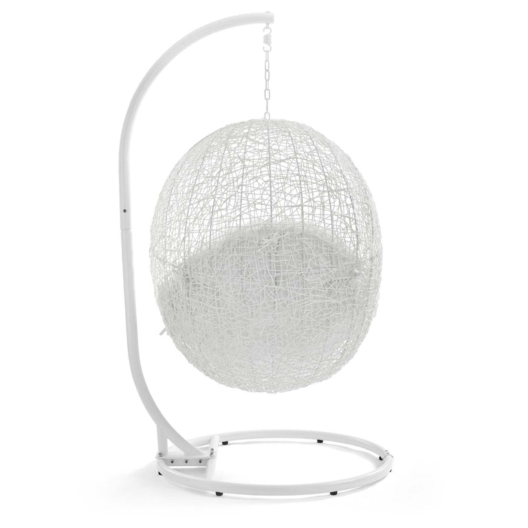 Hide Outdoor Patio Swing Chair With Stand in White, EEI-2273-WHI-WHI