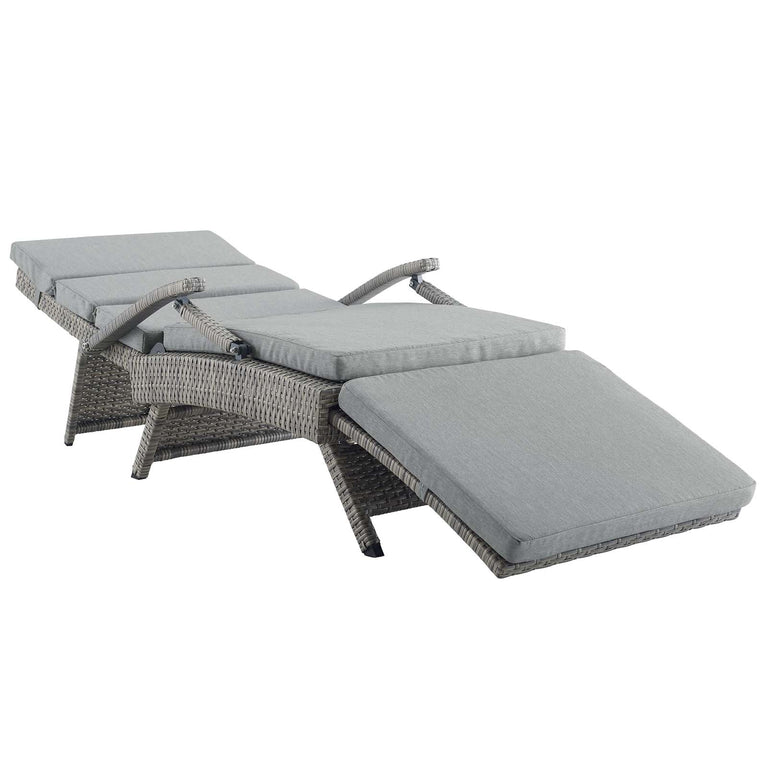 Envisage Chaise Outdoor Patio Wicker Rattan Lounge Chair in Light Gray Gray, EEI-2301-LGR-GRY