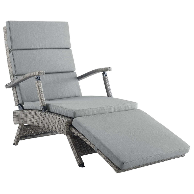 Envisage Chaise Outdoor Patio Wicker Rattan Lounge Chair in Light Gray Gray, EEI-2301-LGR-GRY