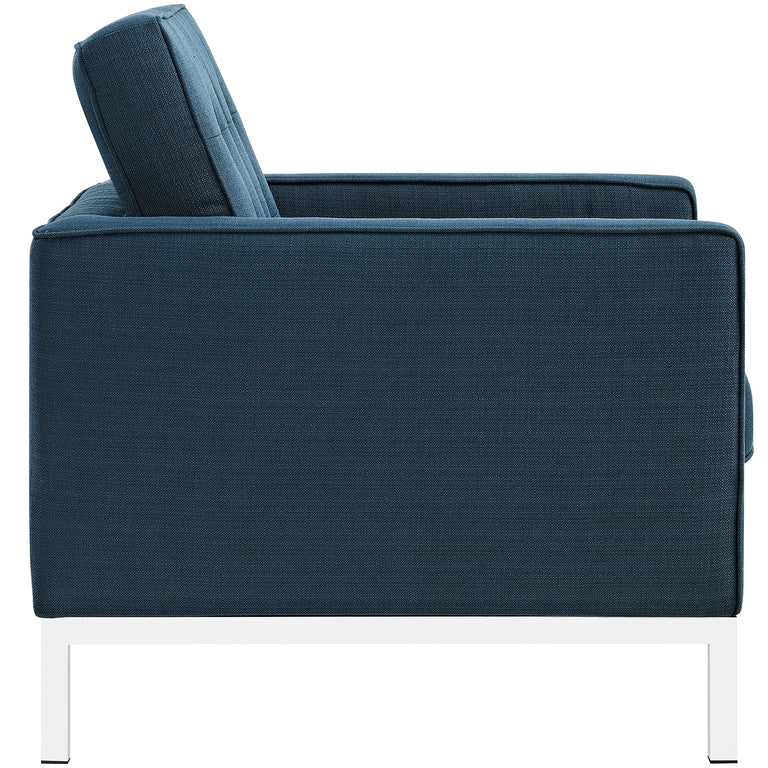 Loft 2 Piece Upholstered Fabric Sofa and Armchair Set in Azure, EEI-2443-AZU-SET