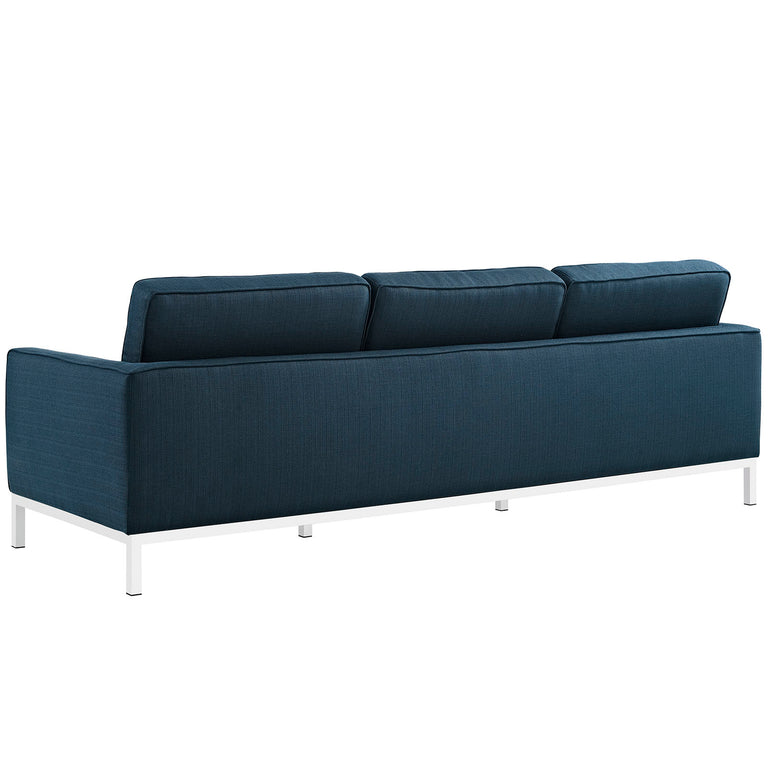 Loft 2 Piece Upholstered Fabric Sofa and Armchair Set in Azure, EEI-2443-AZU-SET