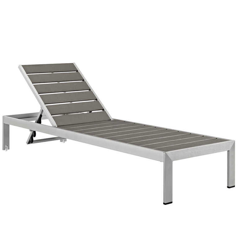 Shore Chaise Outdoor Patio Aluminum Set of 4 in Silver Gray, EEI-2468-SLV-GRY-SET