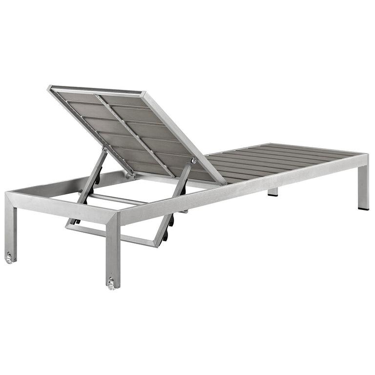 Shore Chaise Outdoor Patio Aluminum Set of 4 in Silver Gray, EEI-2468-SLV-GRY-SET