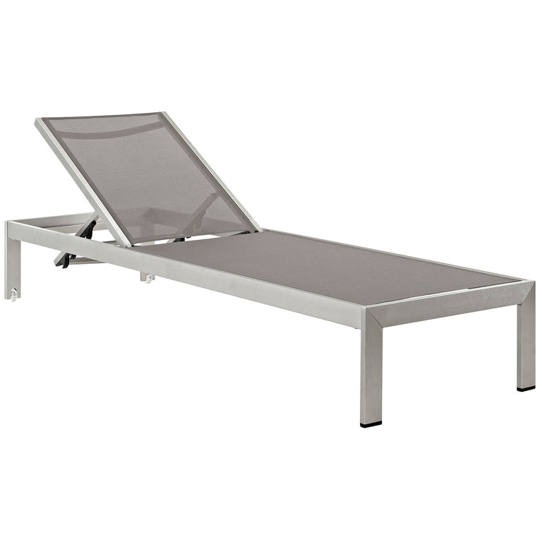 Shore Chaise Outdoor Patio Aluminum Set of 6 in Silver Gray, EEI-2474-SLV-GRY-SET