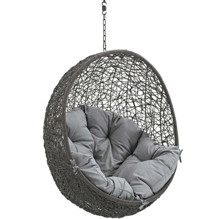 Hide Outdoor Patio Swing Chair Without Stand in Gray Gray, EEI-2654-GRY-GRY