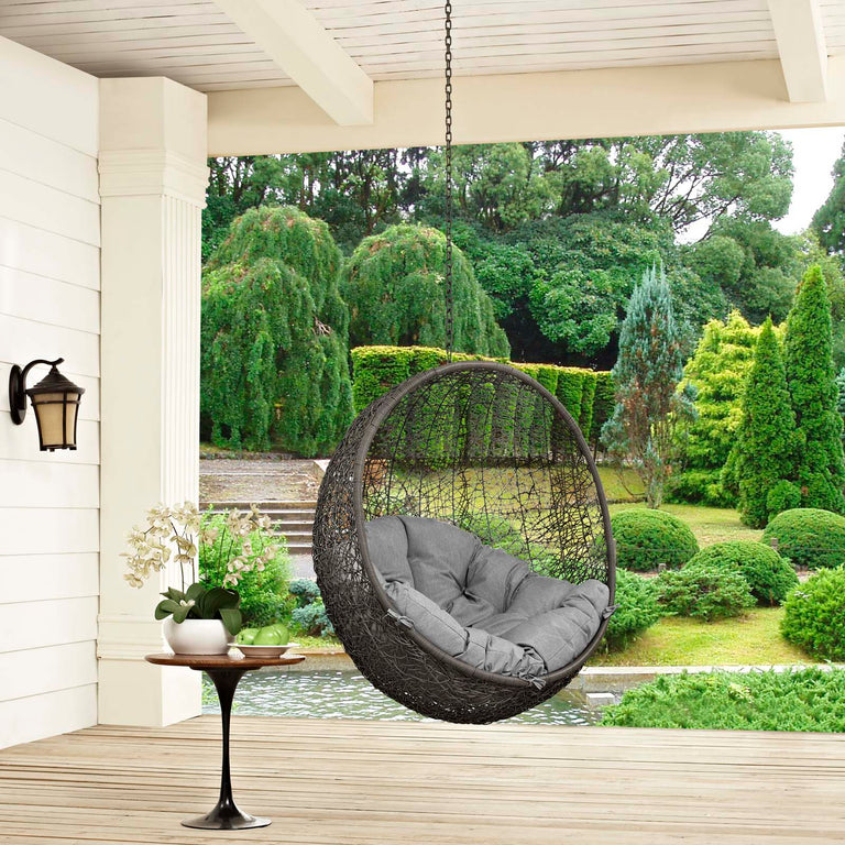 Hide Outdoor Patio Swing Chair Without Stand in Gray Gray, EEI-2654-GRY-GRY