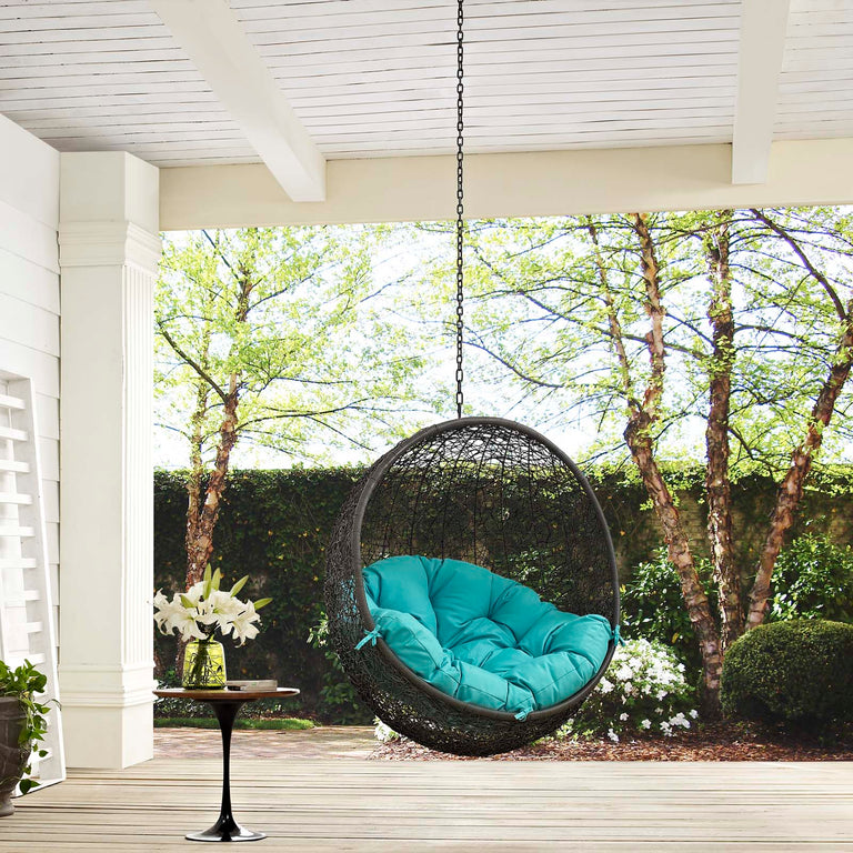 Hide Outdoor Patio Swing Chair Without Stand in Gray Turquoise, EEI-2654-GRY-TRQ