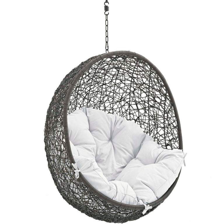 Hide Outdoor Patio Swing Chair Without Stand in Gray White, EEI-2654-GRY-WHI