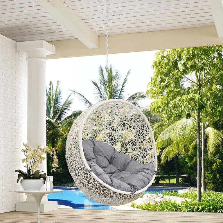 Hide Outdoor Patio Swing Chair Without Stand in White Gray, EEI-2654-WHI-GRY