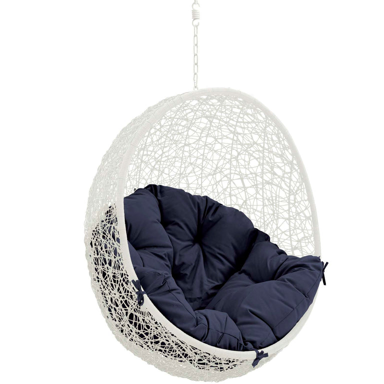 Hide Outdoor Patio Swing Chair Without Stand in White Navy, EEI-2654-WHI-NAV