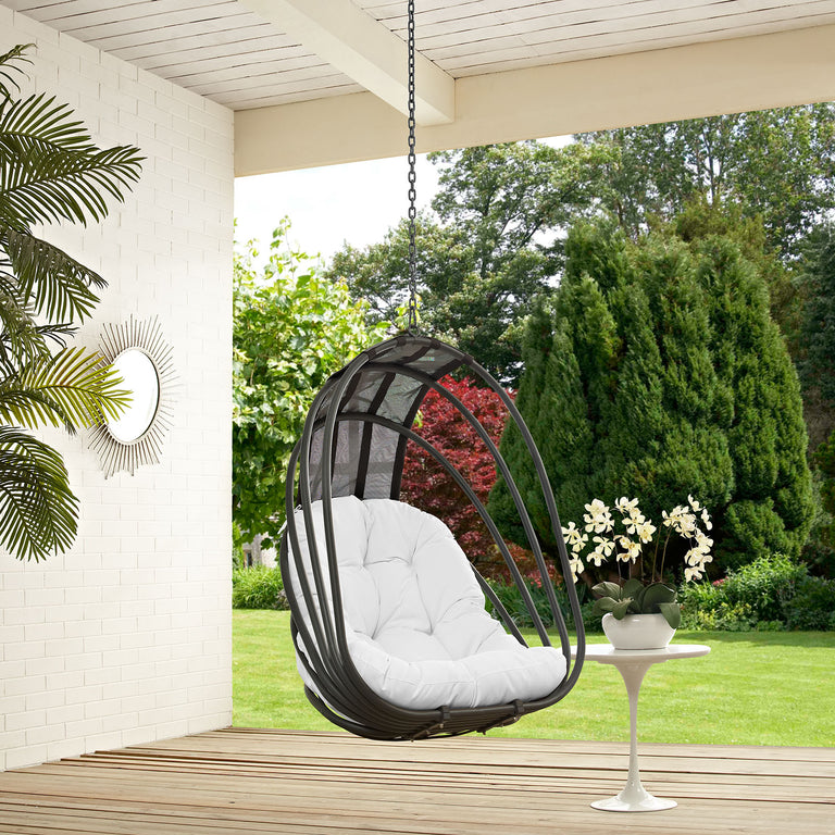 Whisk Outdoor Patio Swing Chair Without Stand in White, EEI-2656-WHI-SET