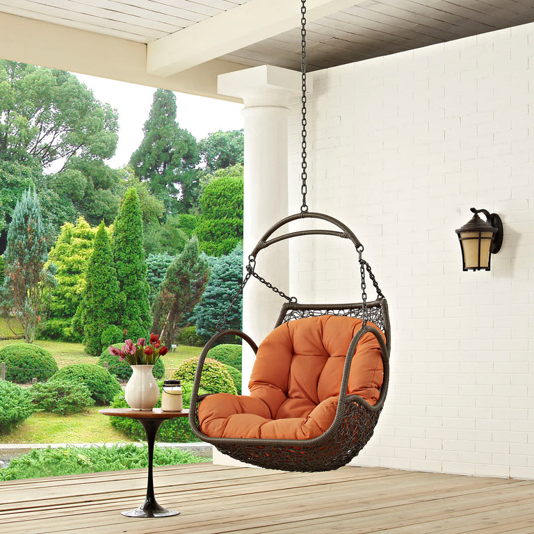Arbor Outdoor Patio Swing Chair Without Stand in Orange, EEI-2659-ORA-SET