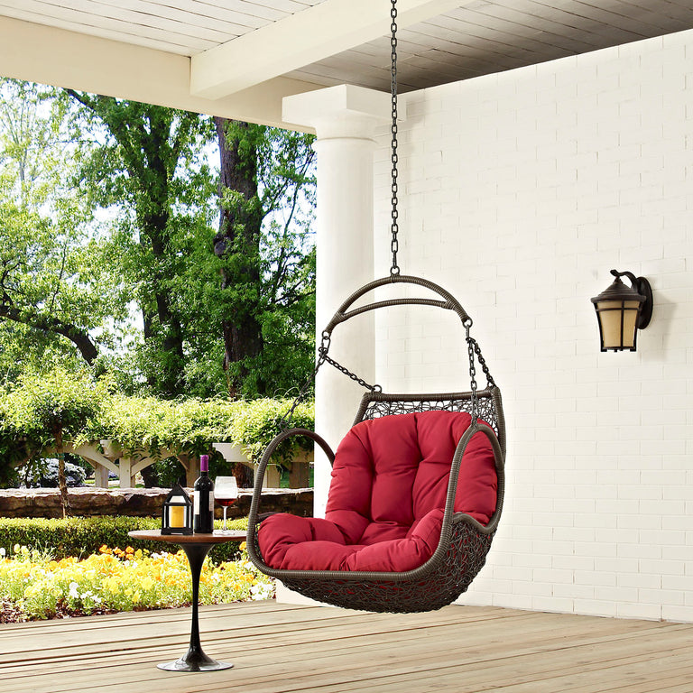 Arbor Outdoor Patio Swing Chair Without Stand in Red, EEI-2659-RED-SET