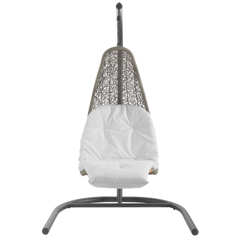 Landscape Hanging Chaise Lounge Outdoor Patio Swing Chair in Light Gray White, EEI-2952-LGR-WHI